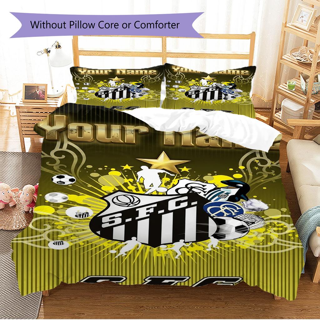 Name Custom Santos FC Pattern Bedding Set Quilt Cover Pillowcase Home Decor Gift (1 * duvet cover + 2 * pillowcase, without core)