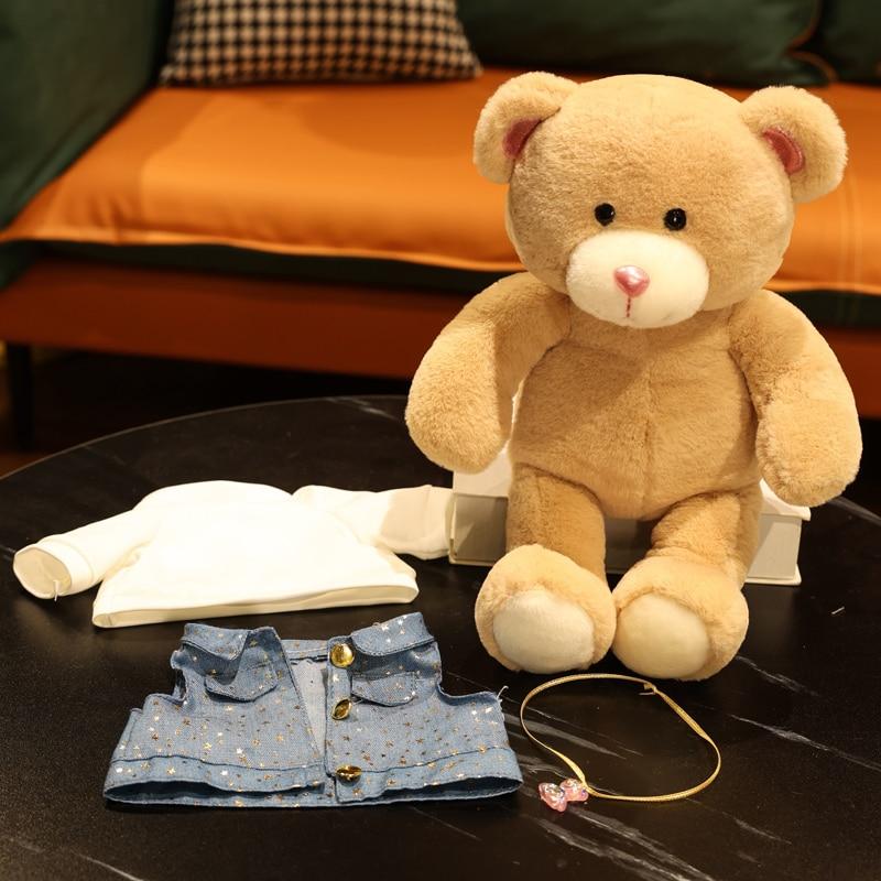 1pc 32 /40cm Stuffed Kawaii Soft Vest Teddy Bear Plush Toys Cute Animal Bear With Clothes Dolls Lovely Gift Pillow For Baby Kids