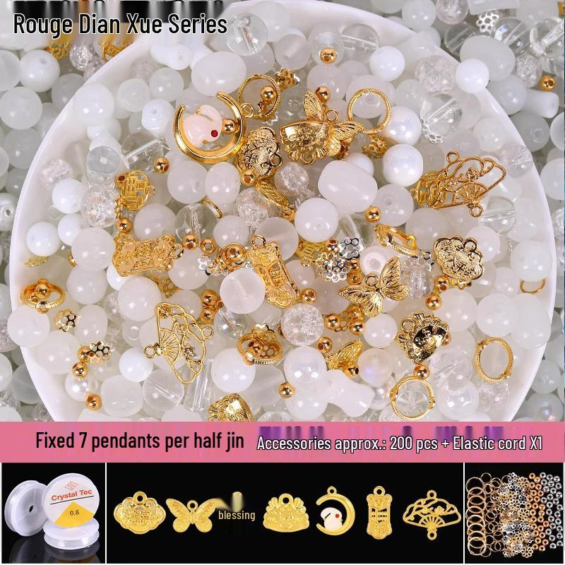 Ancient Style Crystal Glass Bodhi Beaded Bracelet & Necklace DIY Kit for Kids & Friends