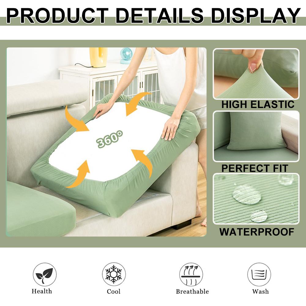 Summer Ice Silk Sofa Cushion Cover Cool Stretch Furniture Protector Slipcover Solid L -Shaped Sofa Cover For Living Room Kids
