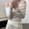 Autumn New Sexy One Shoulder Pullover Sweaters for Women Lapel Off Shoulder Long Sleeved Knitted Sweater Woman Elegant Casual Winter Knitwear 24861