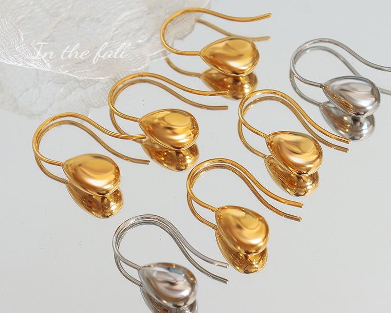 Elegant Gold-Plated Water Drop Earrings for Women - Titanium Steel, Niche Design, Colorfast Jewelry