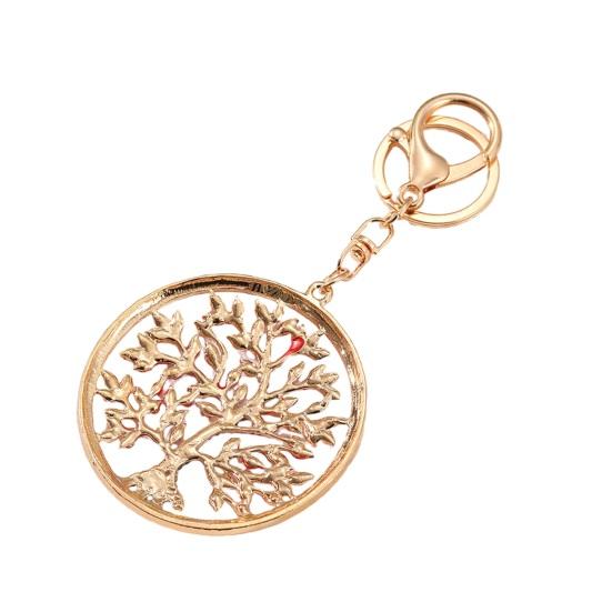 Keychain Pendant Rhinestones Inlaid Tree of Life Design Decorative Key Chain with Anti-Oxidation Lobster Clasp Backpacks Accessory
