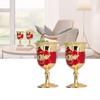 2pcs Metal Goblets Exquisite Painted Flower Pattern Vintage Court    E Glass for Bar Drinkware Gift