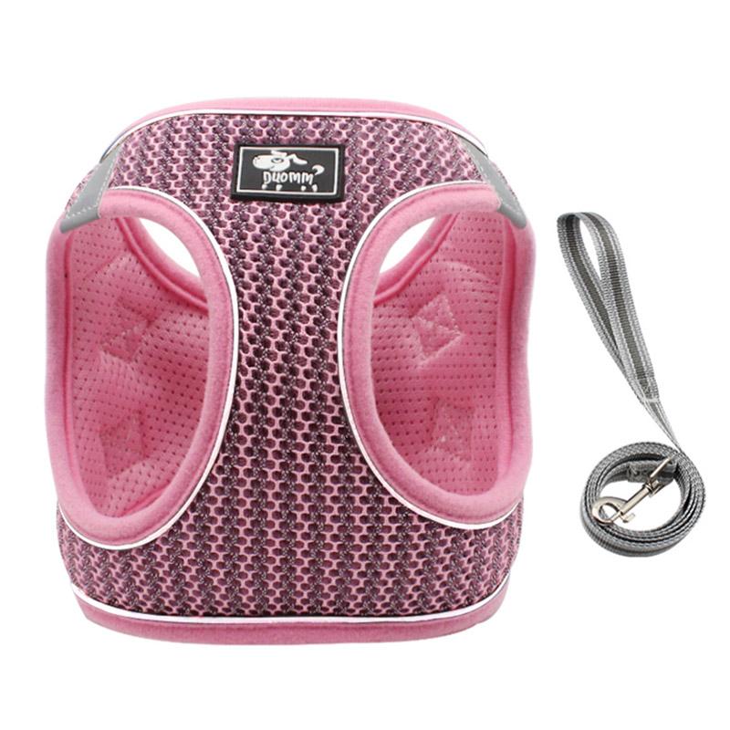 

Светоотражающий жилет для кошек, шлейка и поводок, комплект из сот, дышащие шлейки для щенков и кошек, аксессуары для кошек Katten Gota Mascotas XS розовый