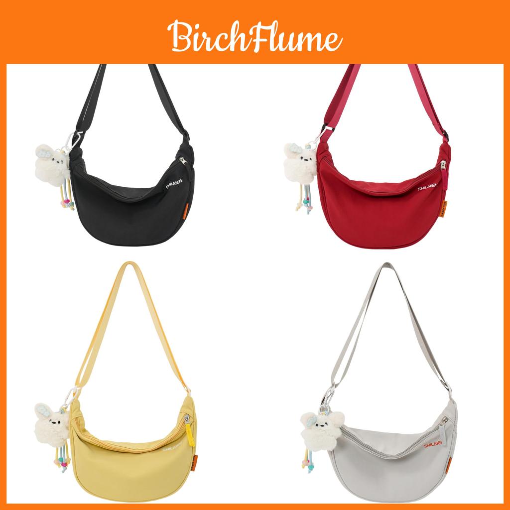 Nylon Small Crossbody Bag For Women With Solid Color Design And Letter Print