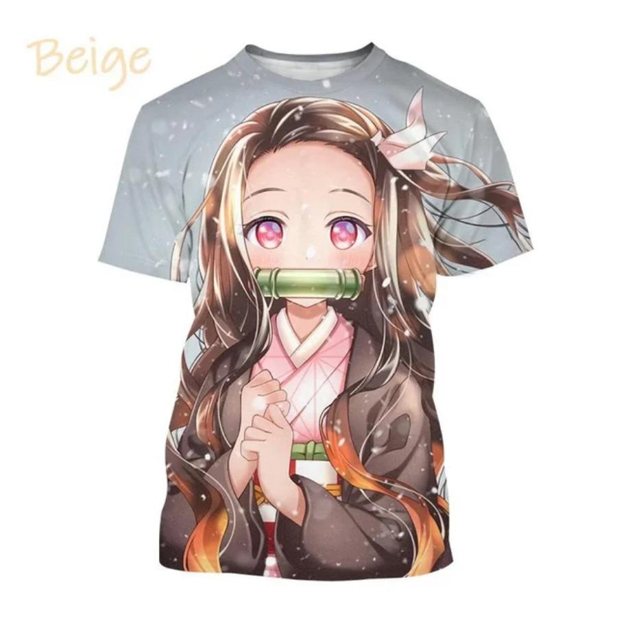 Summer 3D Personality Anime Print T Shirt Fashion Men and Women Demon Slaye Short-sleeved Hip-hop Harajuku T-shirt