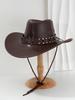 Men's and Women's Western PU Leather Denim Hats, Personalized Metal Woven Stars, Rivets, Accessories, Belts, Suitable for Mountain Climbing Trips