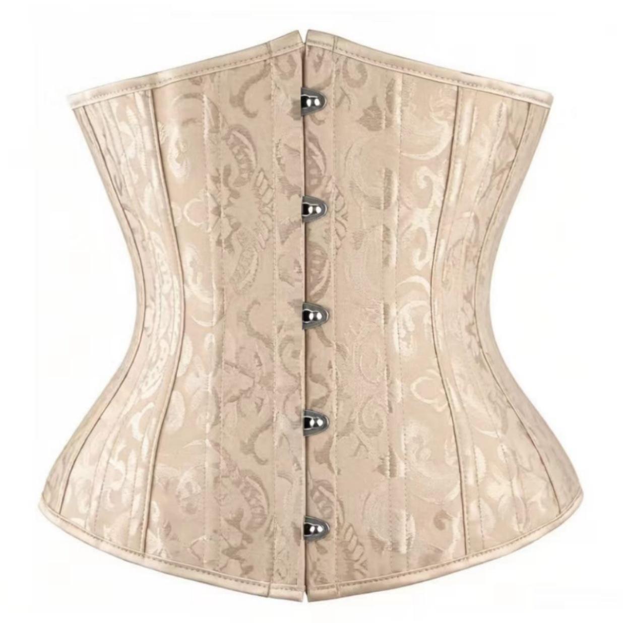 Damen Stahlgestell Jacquard Taillentrainer Korsett Bodyformer Taillenformer 4XL apricot