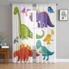 Jurassic Cartoon Dinosaurier Kinder Gardinen für Wohnzimmer Schlafzimmer Tüll Fenster Vorhänge für Küche Dekoration