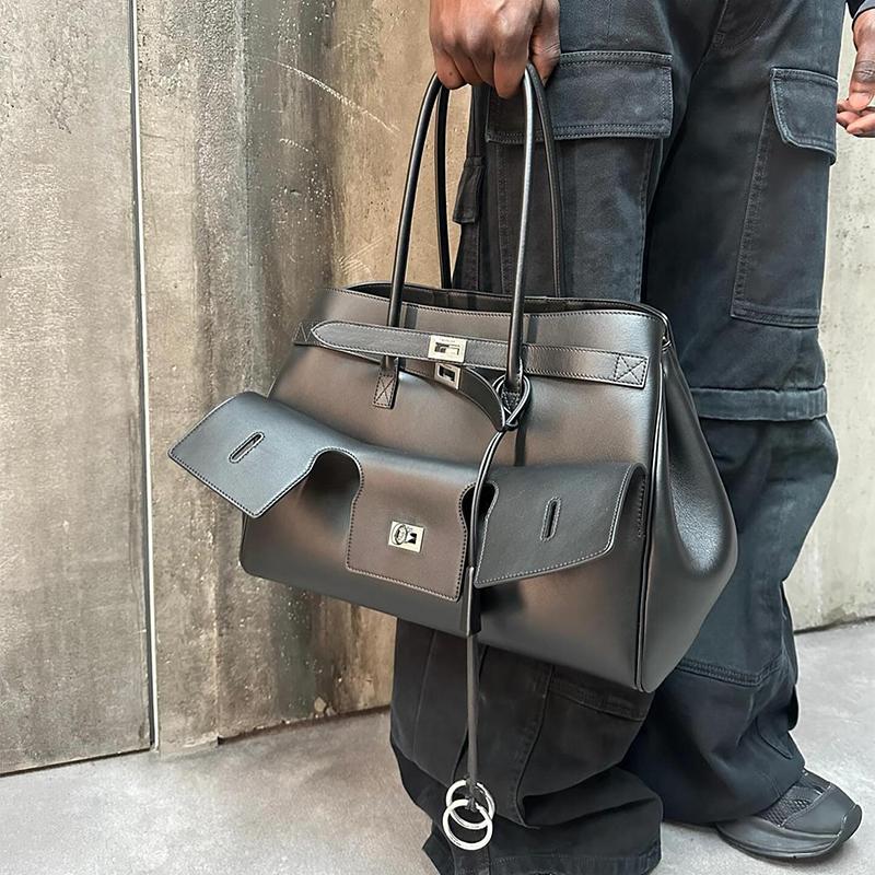 Borsa Tote ad Ala in Pelle di Alta Qualità, Grande Capacità, Lusso, Tendenza, Texture Avanzata, Semplice, Morbida, Resistente all'Usura, Borsa da Viaggio