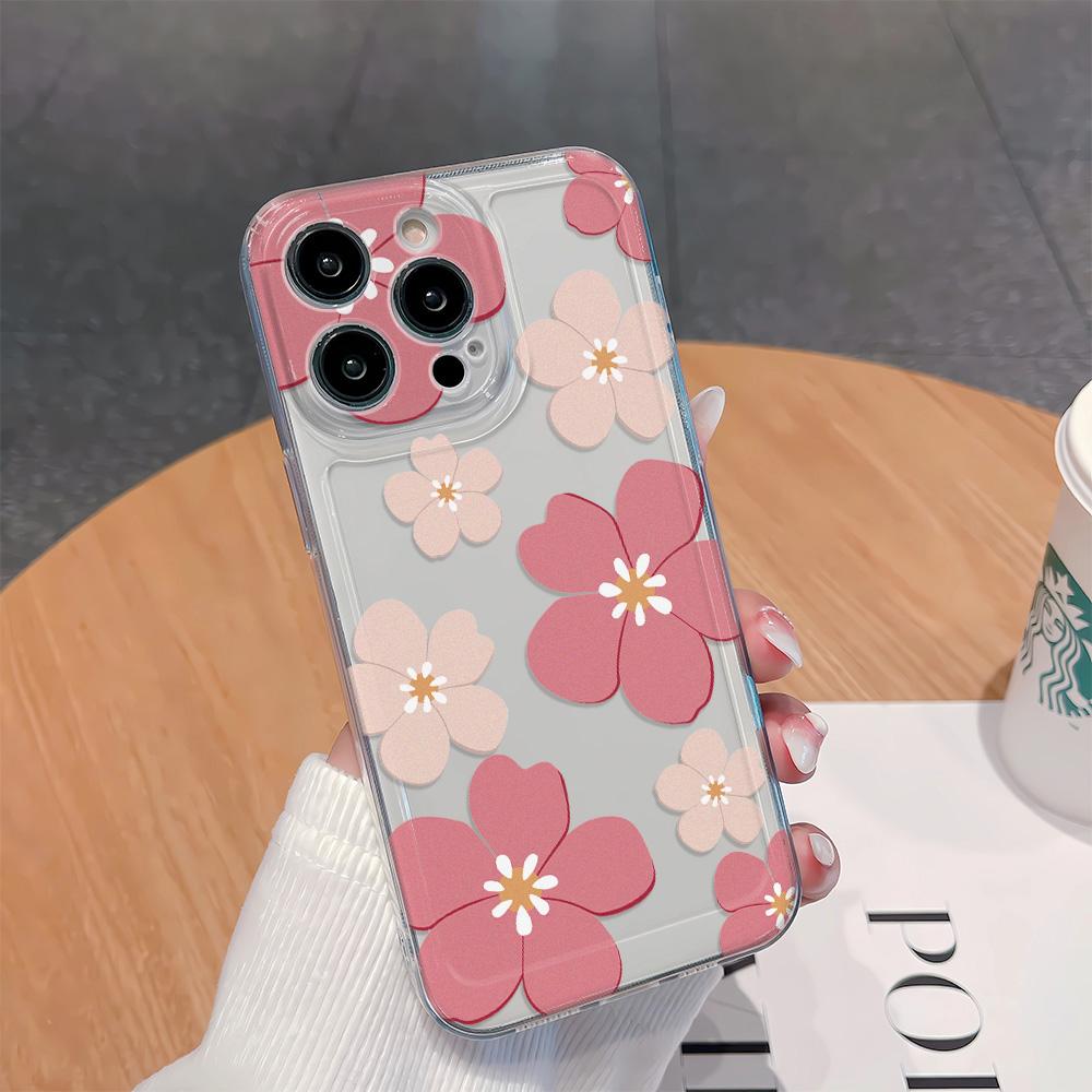 Cute Daisy Floral Print Clear Phone Case For iPhone 17 16 15 14 13 12 11 Pro Max Soft TPU Shockproof Protective Cover