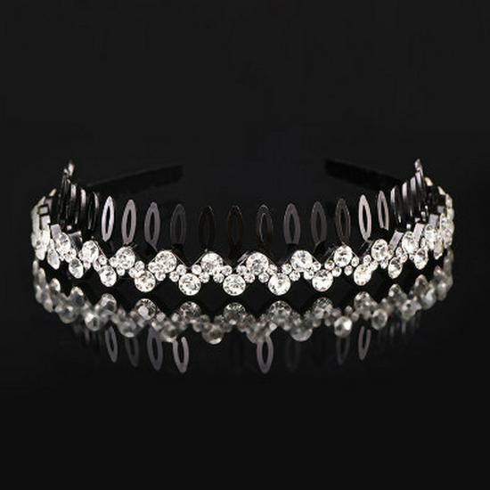 Korean Style Rhinestone Wave Crystal Headband - Fashionable Non-Slip Hair Accessory