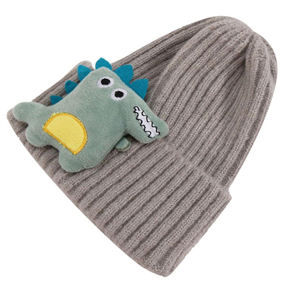 Winter Cute Kids Hats Handmade Thick Warm Soft Beanie Ear Warmer Knitted Cap Dinosaur Shape