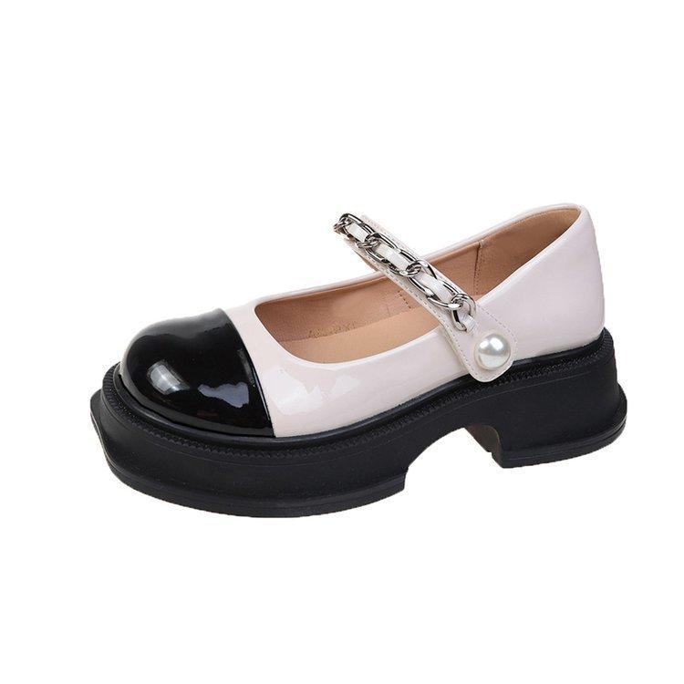 Not tired feet soft-soled Mary Jane single shoes women's new thick-soled small leather shoes thick-heeled versatile single shoes