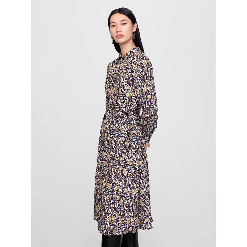 JUZUI Women's Elegant Paisley Polo Collar Winter Dress