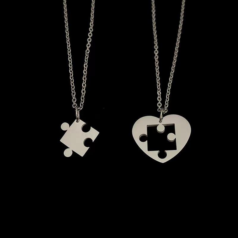 Collana Puzzle Cuore Per Coppie In Acciaio Inox – Lui E Lei
