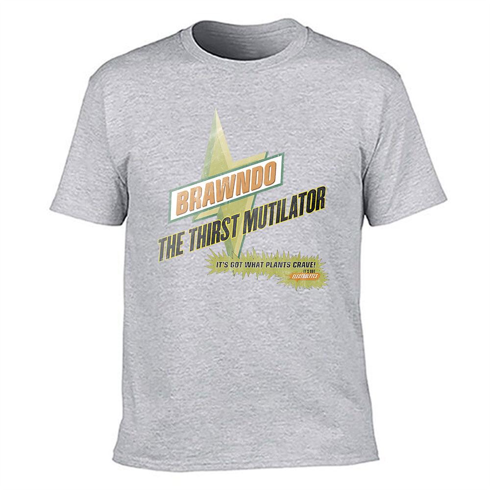 Unisexs Cotton Tshirt Brawndo The Thirst Mutilator Graphic Print Tee Its Got What Plants Crave Electrolytes Themed Shirt
