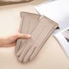1 Pair Women Gloves Faux Leather Touchscreen Full Palm Warm Soft Lining Travel Winter Gloves Thickened