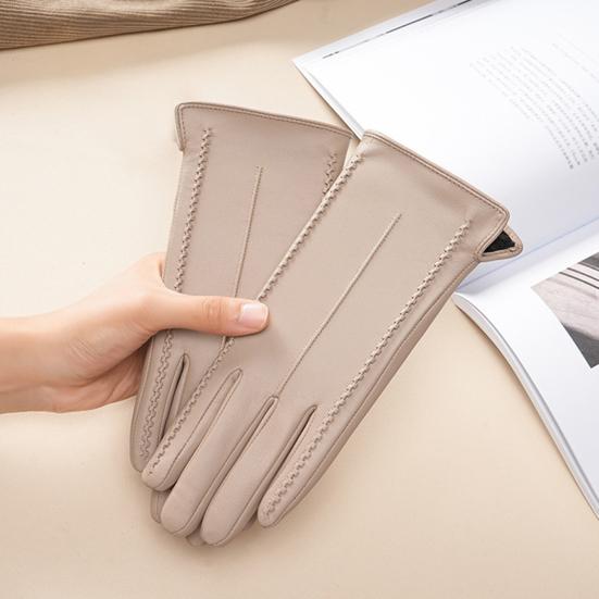 1 Paar Damen Handschuhe Kunstleder Touchscreen Vollhand Warme Winterhandschuhe Verdicktes Weiches Futter Reise Ski Handschuhe