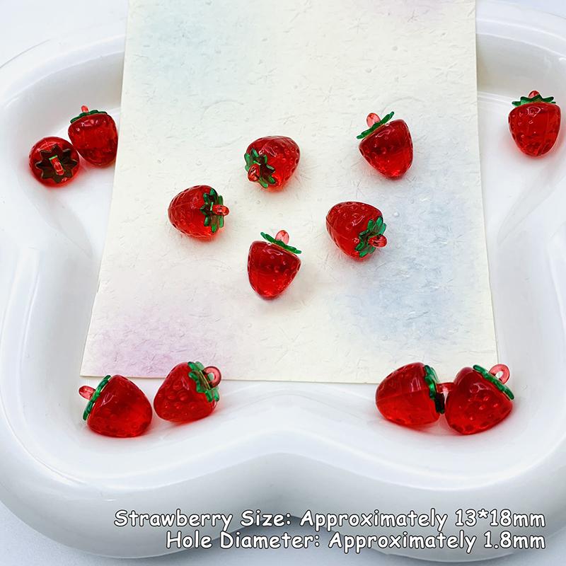 

10 шт. Прозрачные смоляные подвески в виде красной вишни и клубники для женщин, для браслета, ожерелья, аксессуары для изготовления украшений своими руками