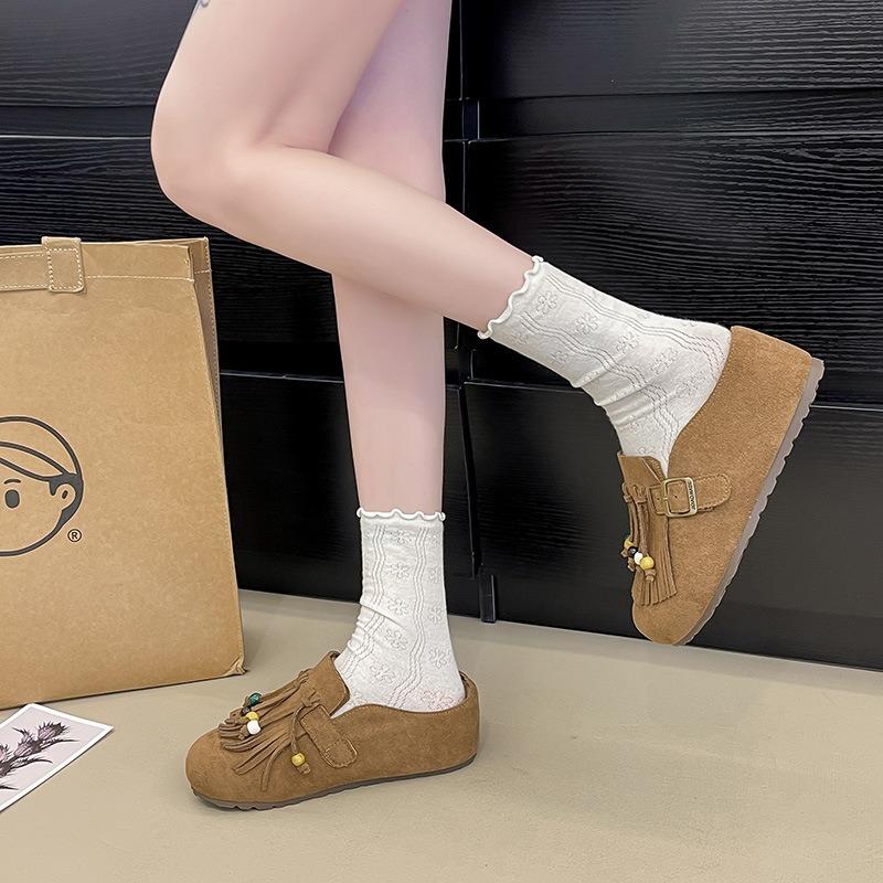 Thick-soled Inner Height Increase, Ugly and Cute, One Pedal Bag Head and Half Slippers, Women Wear New Summer and Autumn Single Shoes