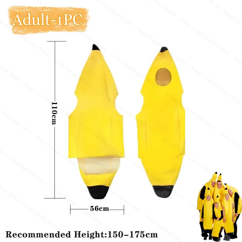Child/Adult Unisex Funny Banana Costume Yellow Costume Light Halloween Fruit Fancy Party Holiday Dance Dress Costume Decorations