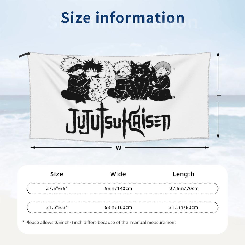 Asciugamano da Spiaggia Anime Jujutsu Kaisen Morbido Microfibra Asciugatura Rapida Assorbente Asciugamani Veloci Per Piscina