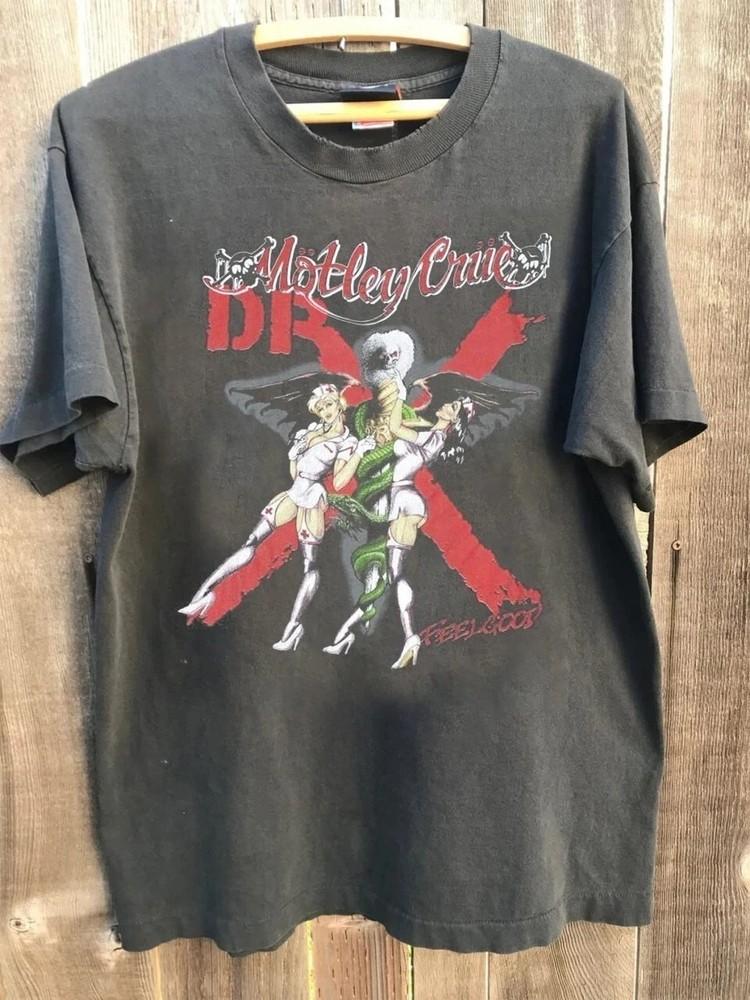 Motley Crue Dr. Feelgood Graphic Charcoal 90s short sleeve T shirt reprint Unisex T-Shirt XXXL