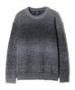 NODU Npn Gradient Boucle Two-Tone Striped Round Neck Long Sleeve Knit [Black]