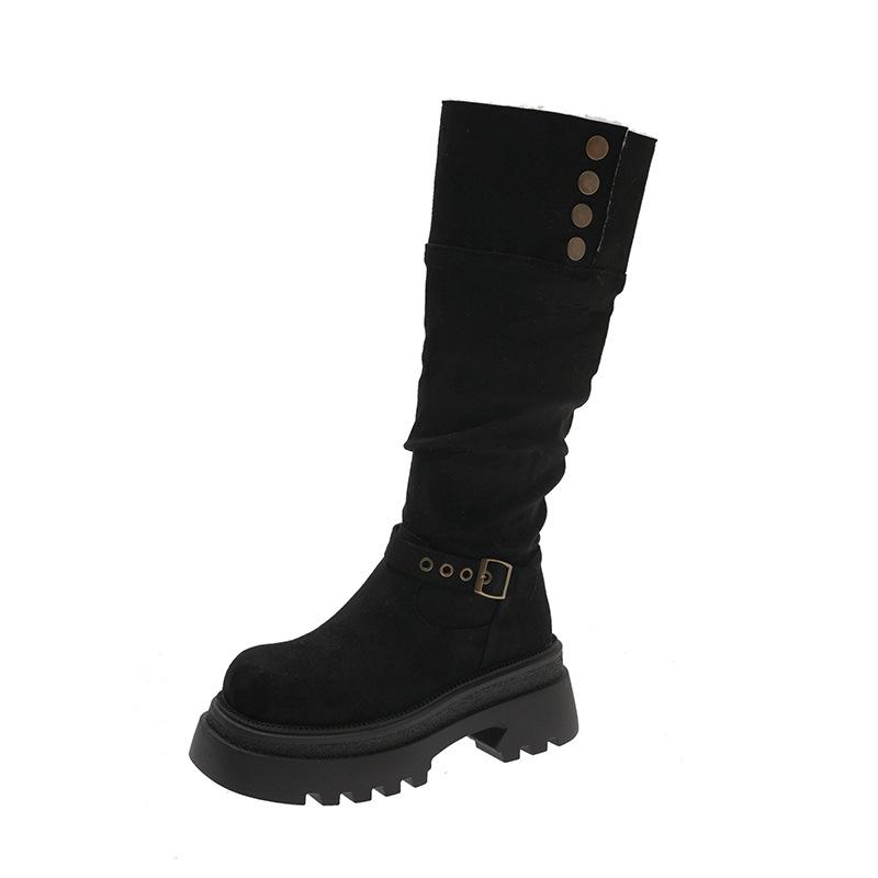 Women's lightweight thick-soled winter warm one-step snow boots padded lining non-slip wear casual sports long cotton boots