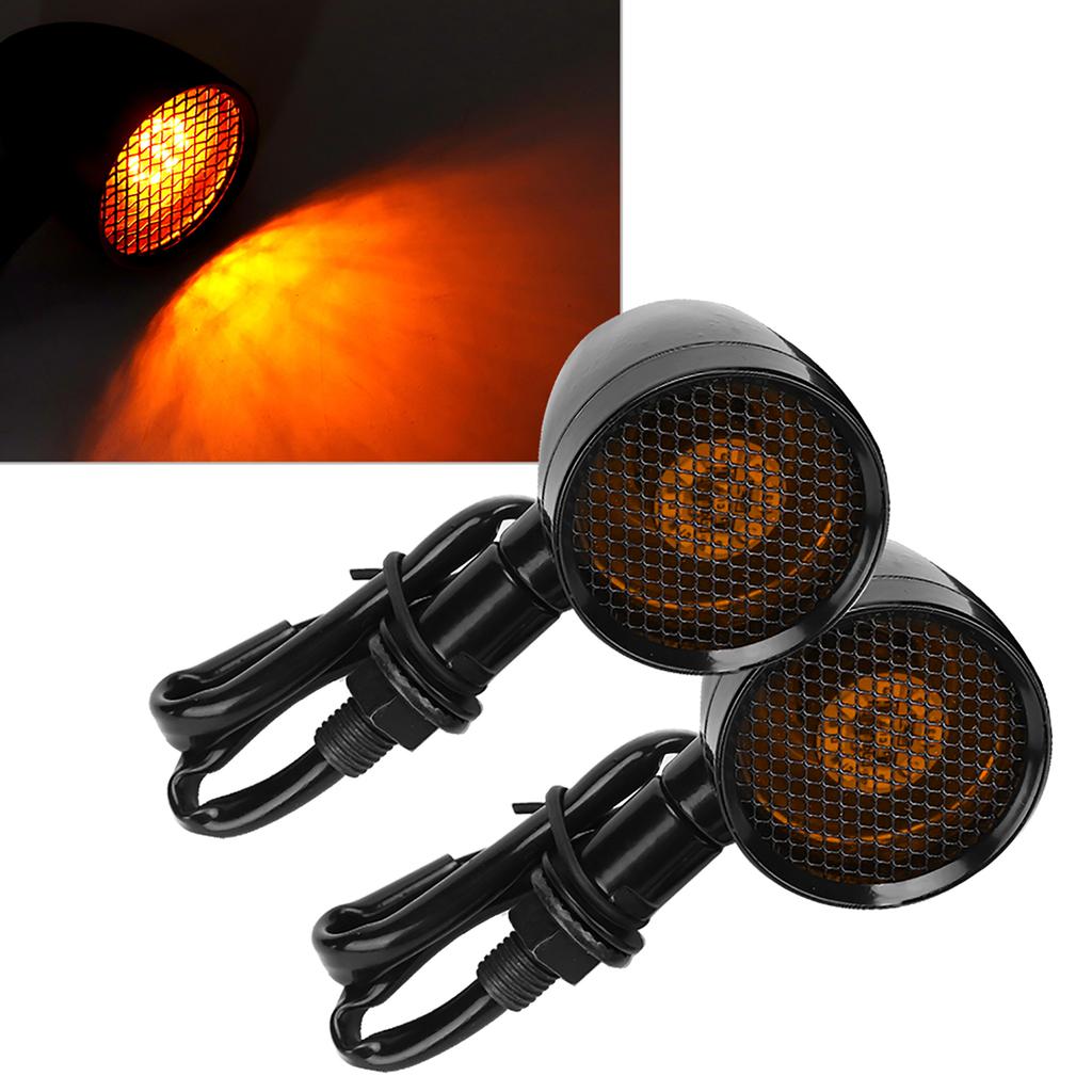 Motorcycle Retro Grid LED Turn Signal Brake Light Metal Blinker Flashes