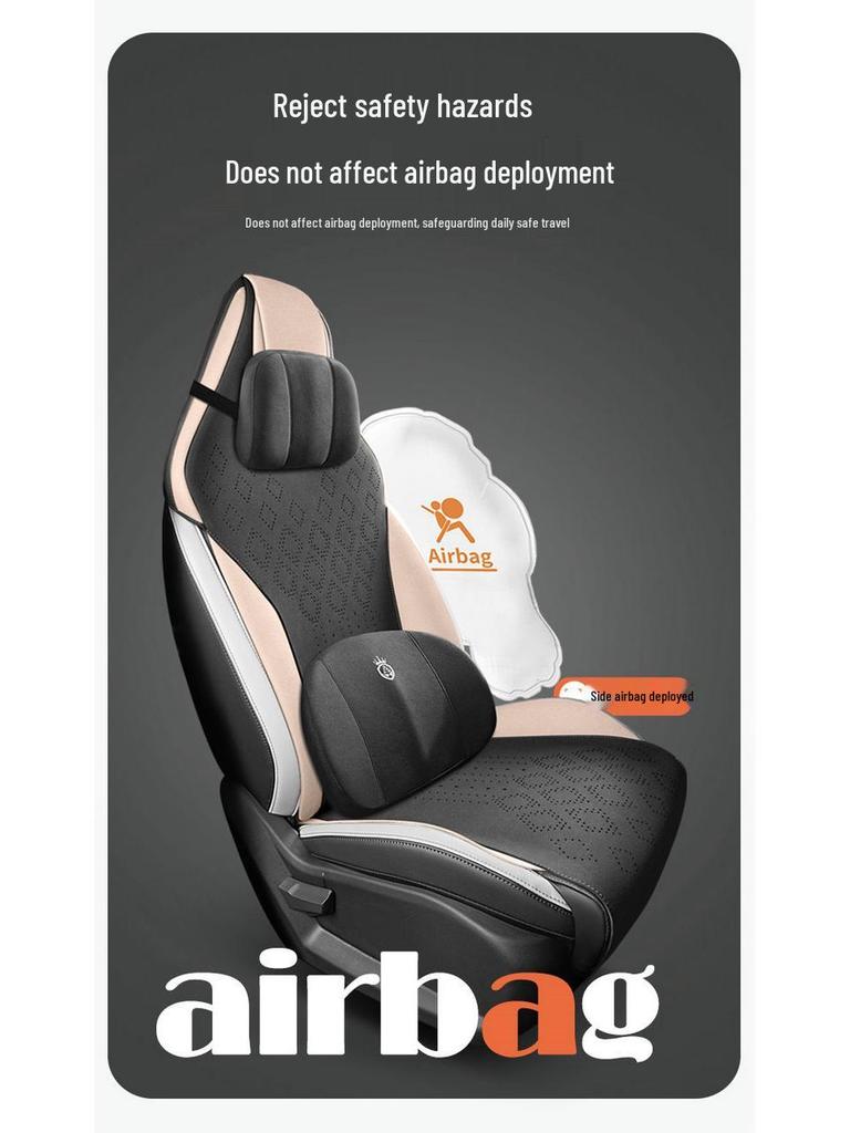 Hao Yue PRO Full Leather Car Seat Cushion - Universal, Four Seasons, Half-Pack