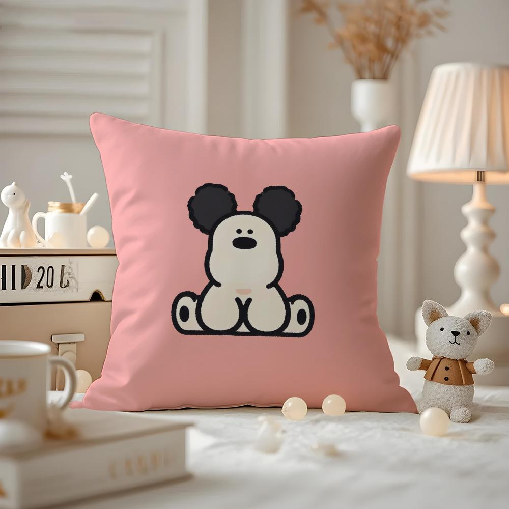 Cushion Cover Anti-dustmite Pillowcase Invisible Zipper Silky Short Plush Sofa Cushion Cover Cute Portrait
