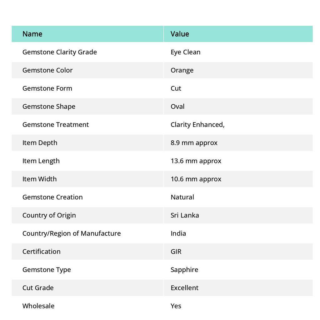 CERTIFIED 8.23 Carat Natural Orange Sapphire Loose Gemstone Oval Cut Stunning B-13
