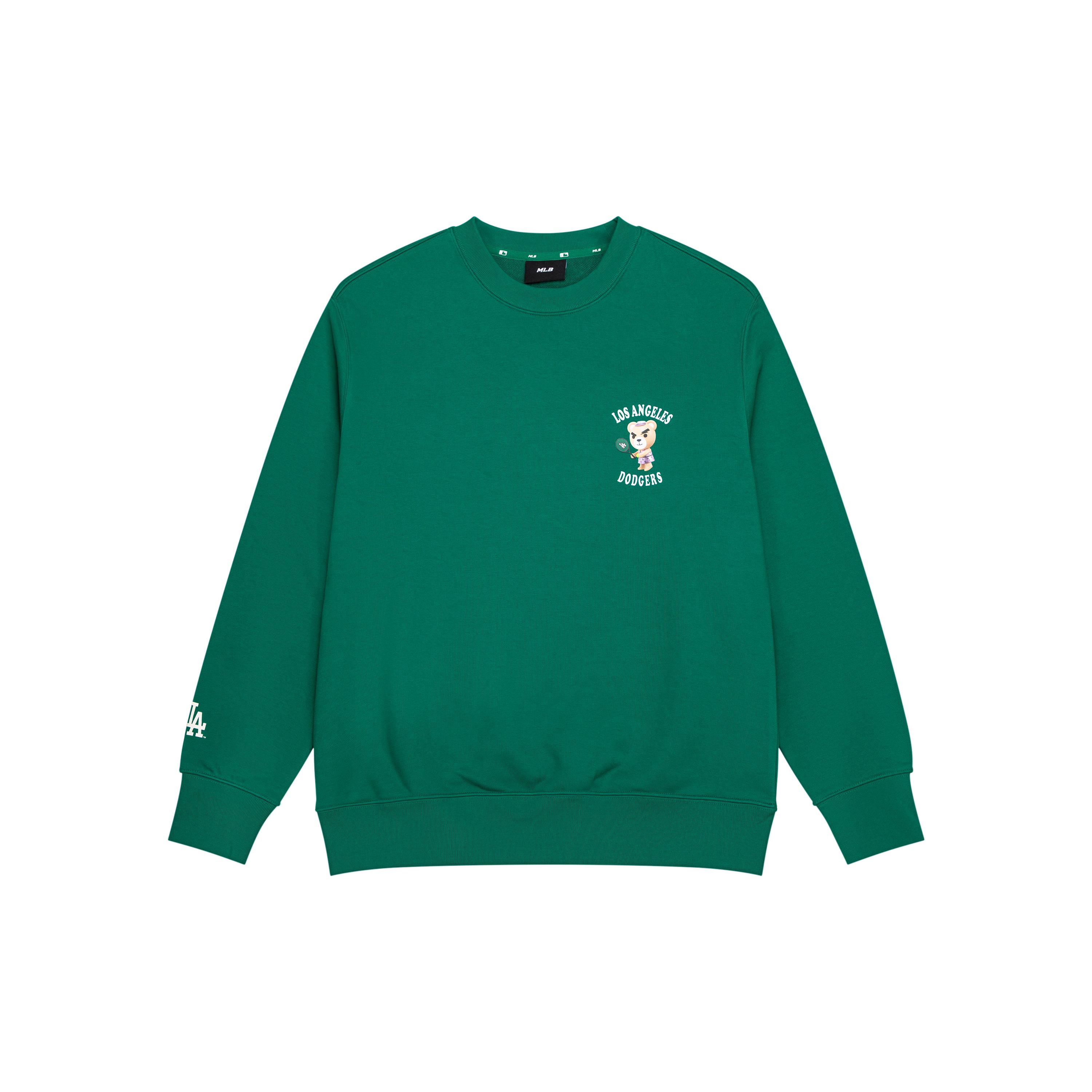 MLB T Mega Bear Sweatshirts Unisex Green Crew Neck Moderate Regular 3AMTE0134-07GNS XS
