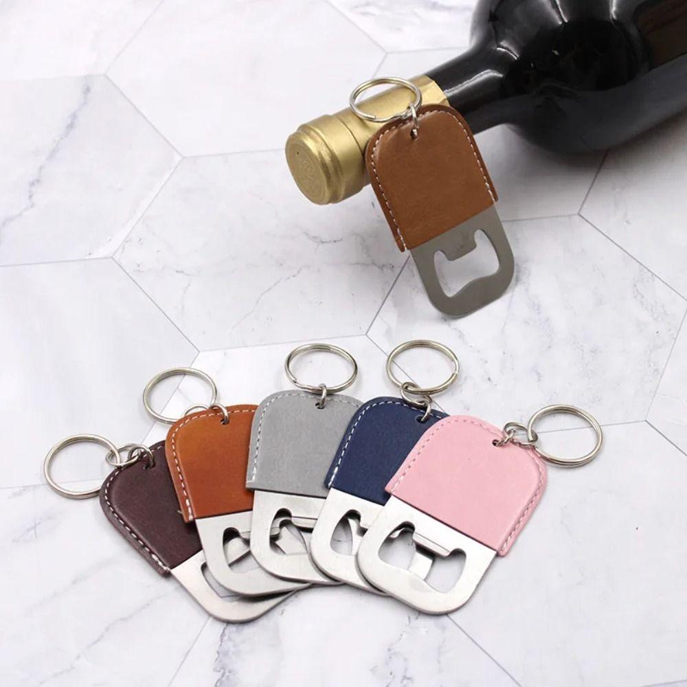 Wine Bottle Opening Fashionable Keyring Leather Kitchen Gadget Bottle Opener Keychain  Outdoor