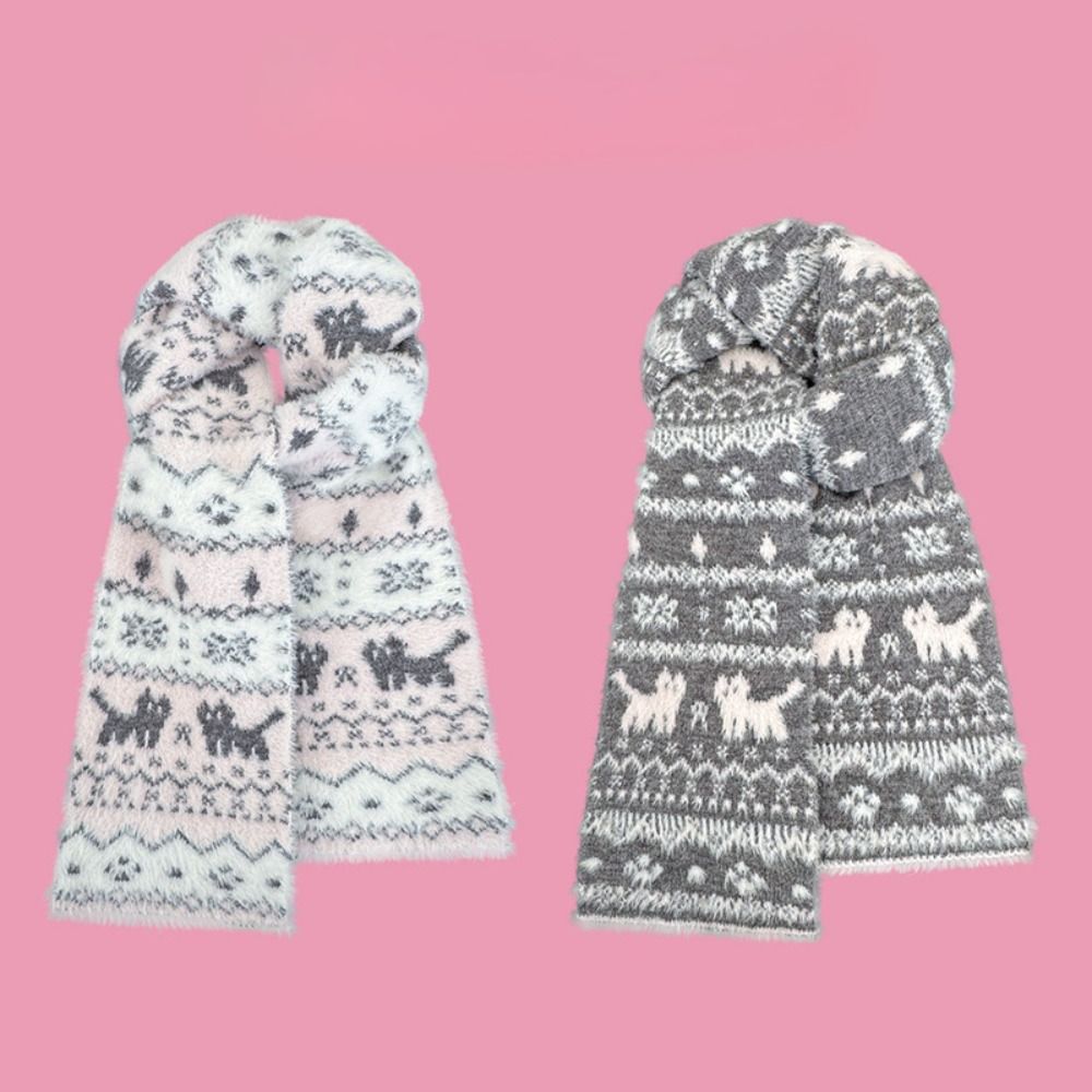 Fair Isle Style Winter Cashmere Scarves Snowflake Wool Shawl Jacquard Knitted Scarf  Autumn Winter