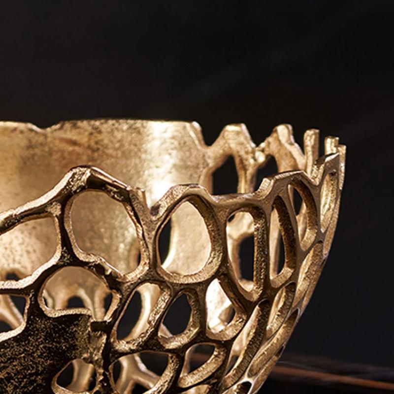 Pusta metalowa taca na owoce Koszyk na owoce Złota koralowa taca Pojemnik do przechowywania na biurko Metalowa figurka Akcesoria do dekoracji domu