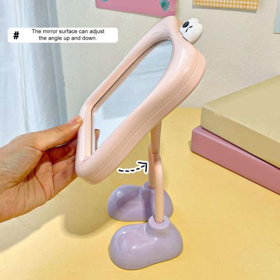 Desk Mirror with Standing Legs Square Frame with Eyes Desktop