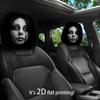 2 Stück Halloween-inspirierte Auto-Kopfstützenbezüge Bequeme Polyester-Belüftete Kopfstützenabdeckung Geeignet für Fahrzeuge