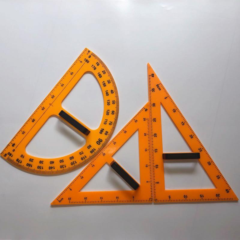 Magnetisches Lehrer-Set: Winkel, Lineal, Winkelmesser mit Griff