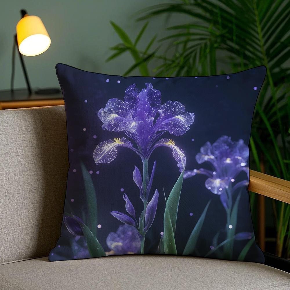 OOrchid Grass Pillow Case Silky Elegant Comfort Sofa Bed Invisible Zipper 30X30cm