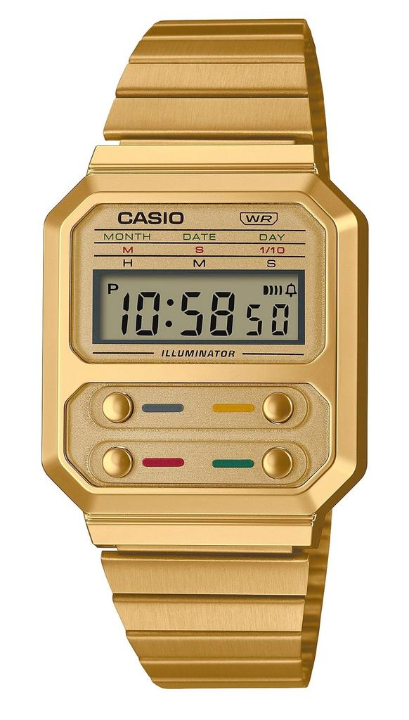 Casio Dámské vintage hodinky z nerezové oceli pro mládež A100WEG-9A