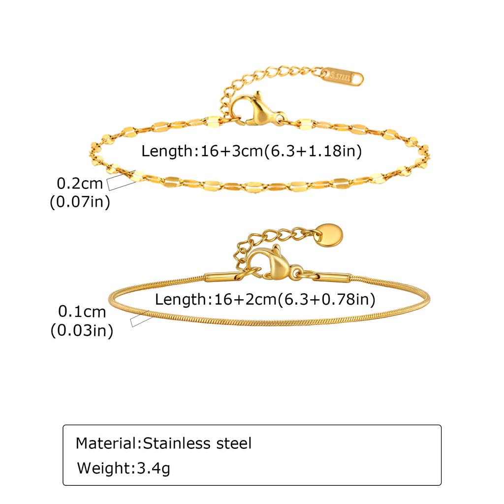 Stacking Bracelet, Gold Color Adjustable Link Chain Bracelet Set, Minimalist Women Waterproof Jewelry