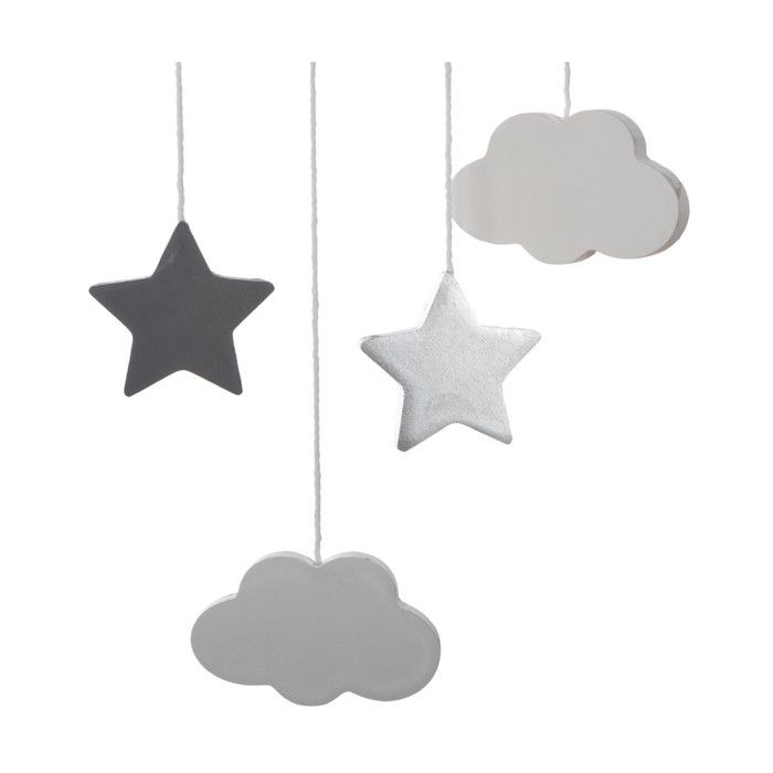 Suspension Enfant - ATMOSPHERA - Lune - Bois MDF Et Coton - Gris - H46,5 Cm