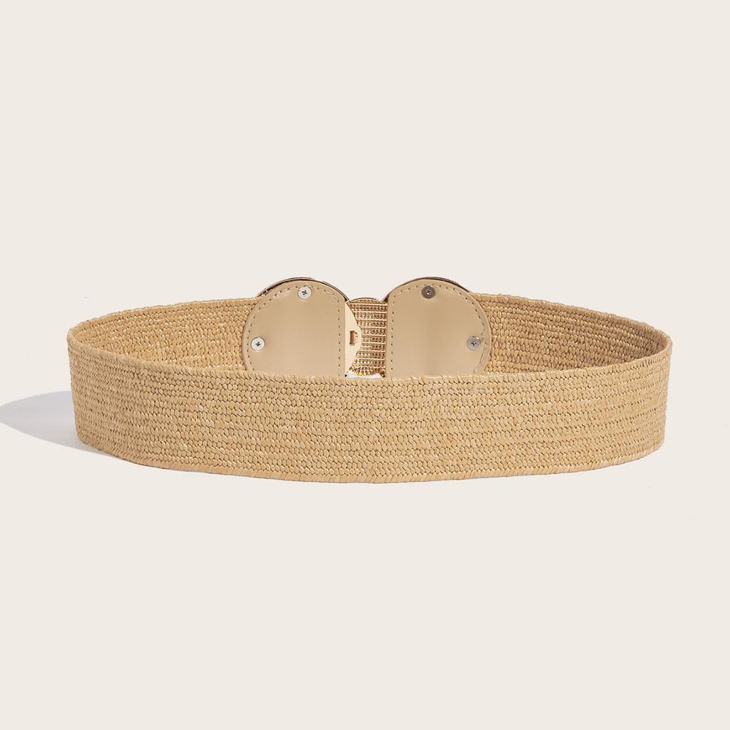 Spring And Summer Imitation Pp Grass Woven Elastic Belt Women'S Dress With Decorative Trend Waist Seal