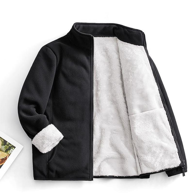 Boys and Women's Double-Sided Coral Fleece Jacket - Warm, Thickened Autumn/Winter Cardigan for Outdoor Use