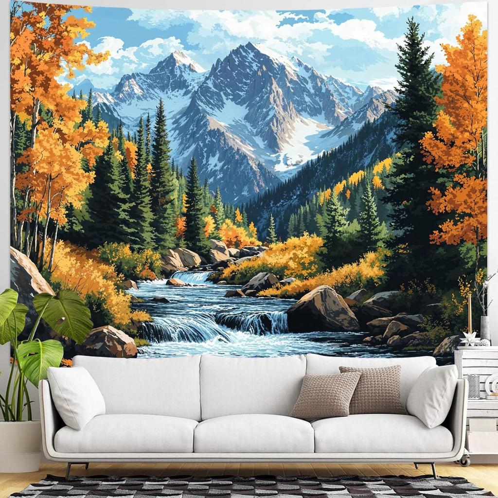 Landscape Tapestry, Scenery Art Wall Tapestries, Nature Wall Decor for Bedroom Living Room Backdrop Colorado Peak Mountain Art