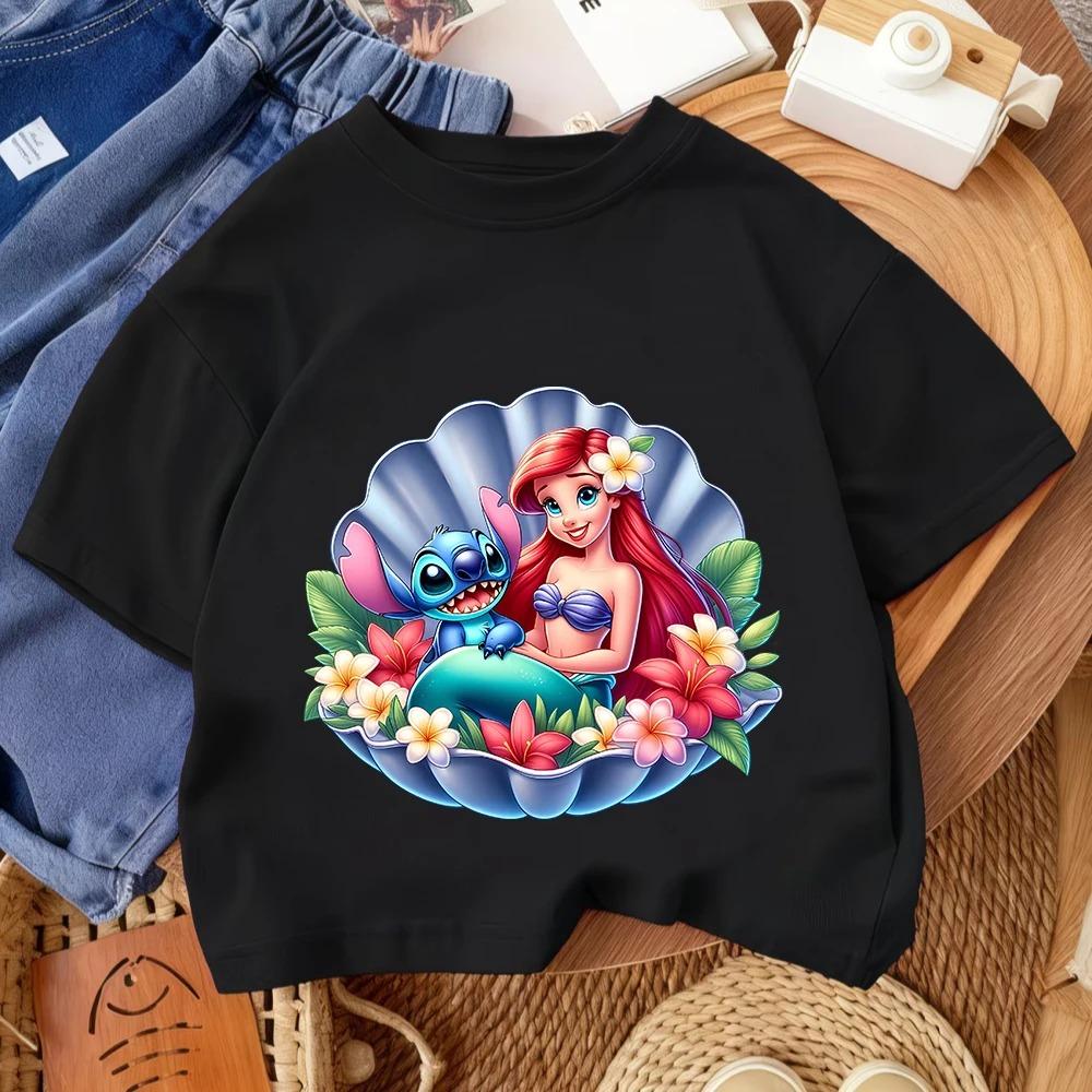 Popular Cartoon Children Tee Stitch Street Fashion For Boys Girls Summer Lightweight Casual Wear 3-14Y